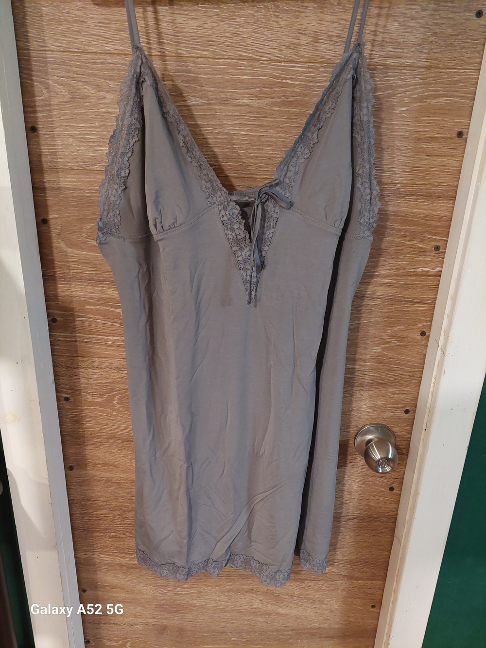 Victoria's Secret Gray Lace-Trim Slip Chemise